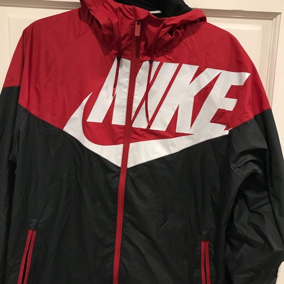 Nike Windrunner Jacket Red Black Large 
